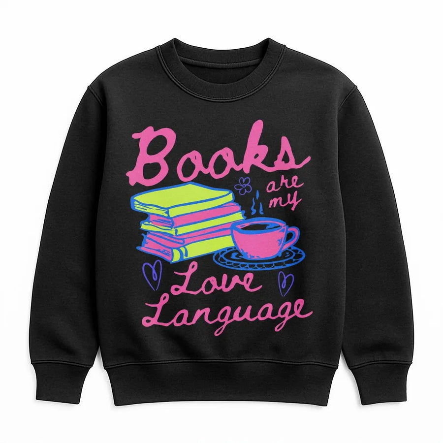 Books are my Love Language Sweatshirt | Cute Book Stack Graphic | Soft Cotton Blend | Gift for Readers and Librarians