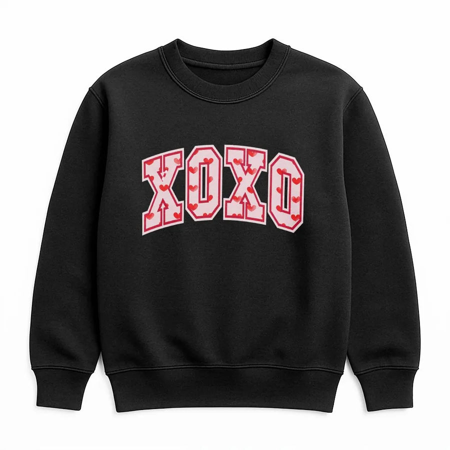 XOXO Sweatshirt with Hearts | Cute Preppy Valentine's Day Pullover | Soft Cotton Blend | Romantic Gift for Her