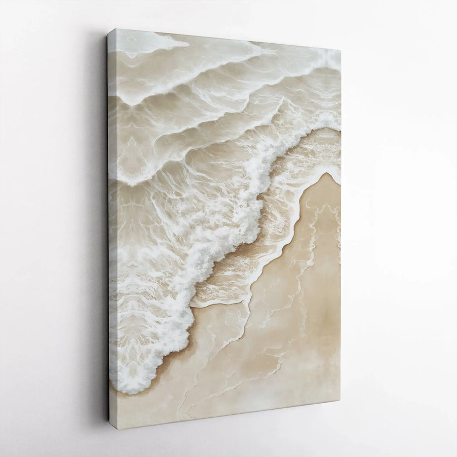 Aerial Beach Canvas Wall Art | Minimalist Ocean Waves Seascape | Premium 1.25-Inch Gallery Wrap | Coastal Decor for Modern Home Office