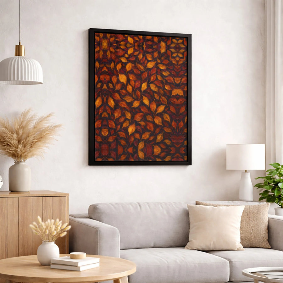 Autumn Leaves Canvas Wall Art | Abstract Fall Foliage Oil Painting Style | Premium Gallery Wrap 1.25 Inch Profile | Seasonal Home Decor Gift