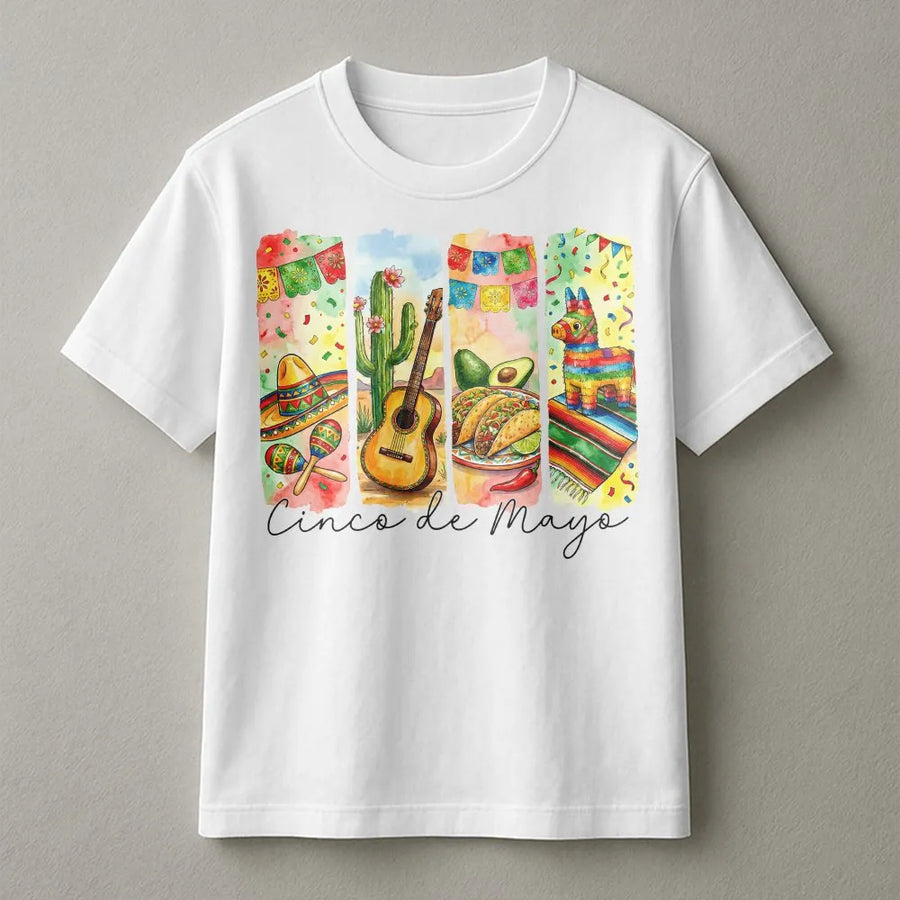 Cinco De Mayo T-Shirt | Watercolor Mexican Fiesta Graphic | Premium Soft Unisex Pullover | Party Gift for Men & Women