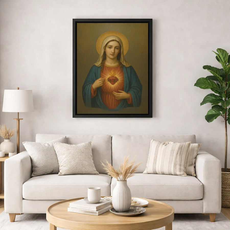 Immaculate Heart of Mary Canvas | Religious Catholic Wall Art | Premium Fade-Resistant Print | Christian Home Decor Gift