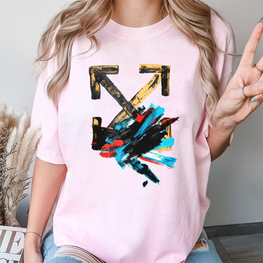 Abstract Arrow Graphic T-Shirt | Modern Artistic Brushstroke Design | Premium 100% Cotton | Streetwear Style Gift for Him or Her