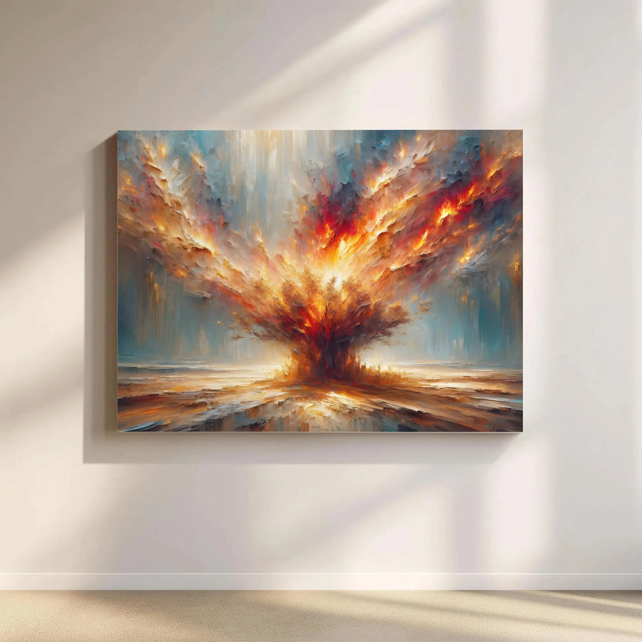Abstract Explosion Wall Art | Textured Impasto Style Cosmic Print | Premium Gallery Wrapped Canvas | Modern Living Room Decor Gift