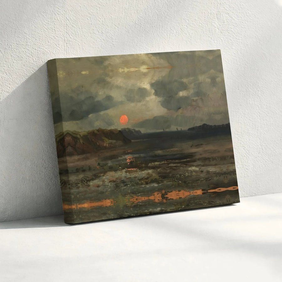 Vintage Sunset Landscape Canvas Print | Moody Seascape Wall Art | Gallery-Quality 1.25-Inch Profile | Premium Decor for Home or Office