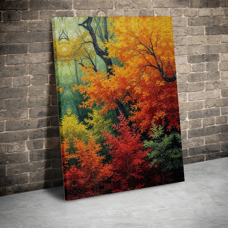 Autumn Forest Wall Art | Vibrant Fall Foliage Landscape | 1.25" Premium Gallery Wrapped Canvas | Seasonal Nature Home Decor Gift
