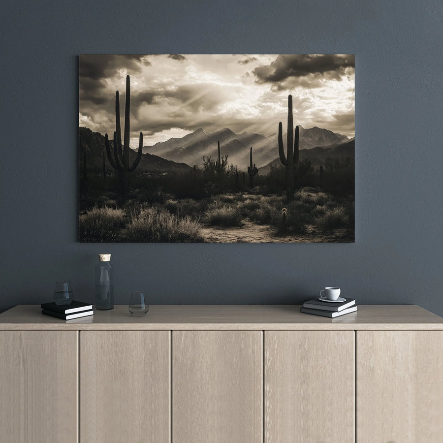 Desert Landscape Canvas Print | Saguaro Cactus Mountain Scenery | Premium Gallery-Wrapped Wall Art | Southwest Home Decor Gift