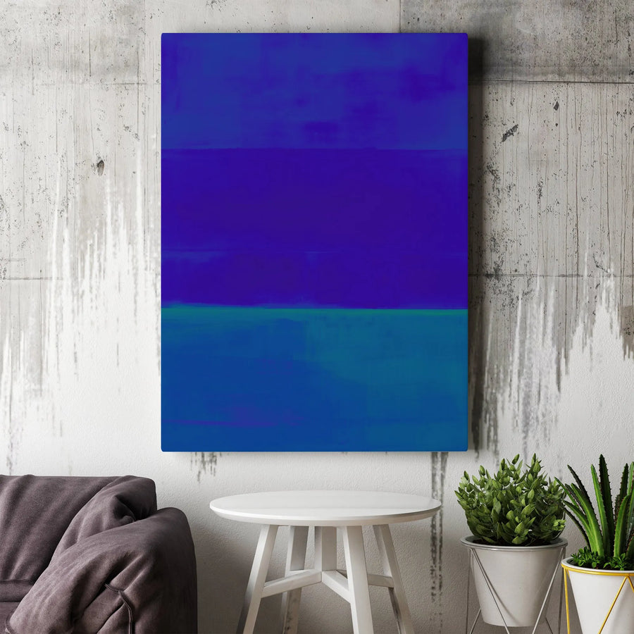 Modern Abstract Blue Canvas Wall Art | Minimalist Color Field Painting Print | Premium Thick Gallery Wrapped Canvas | Living Room & Office Decor