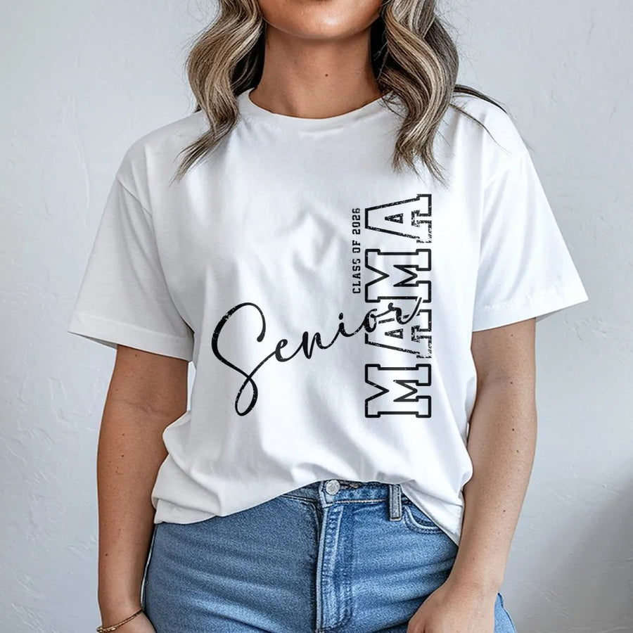Senior Mama T-Shirt | Class of 2026 Graduation Graphic | Soft 100% Cotton Premium Tee | Proud Mom Gift for High School or College Senior Year