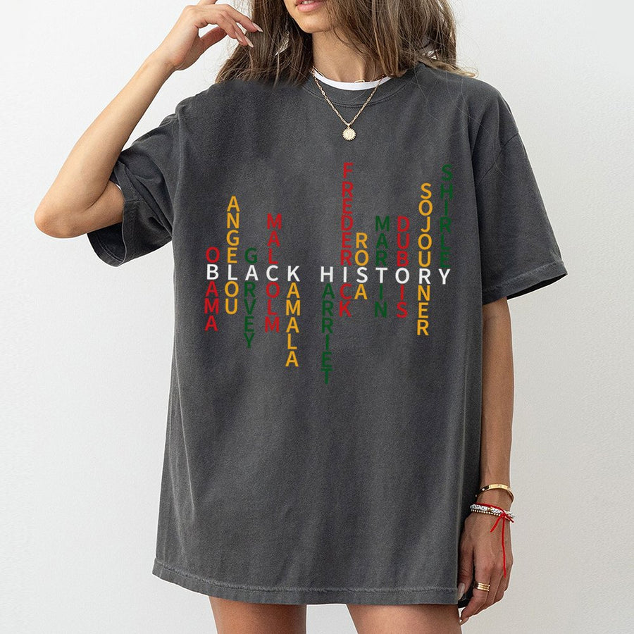 Black History Month T-Shirt | Pan-African Flag Colors Typography Design | 100% Premium Cotton | Inspirational Leader Tribute Gift For Men And Women