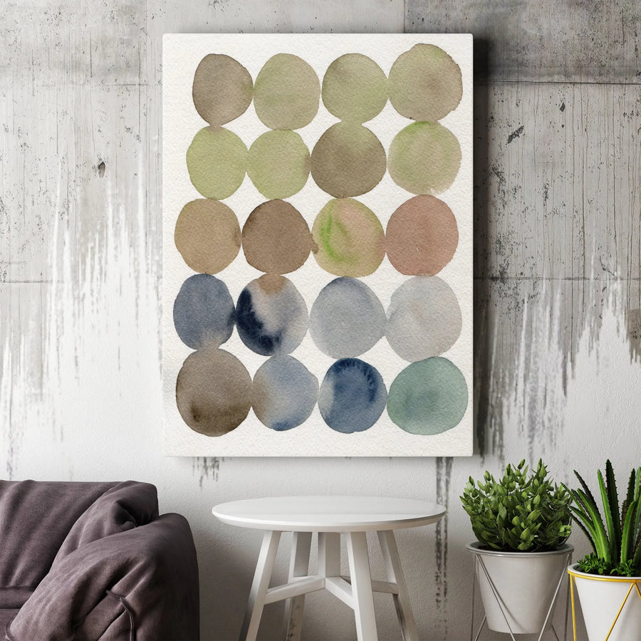 Abstract Watercolor Dots Canvas Wall Art | Earthy Tones Geometric Circle Print | Premium Gallery Wrapped Canvas | Modern Minimalist Home Decor Gift
