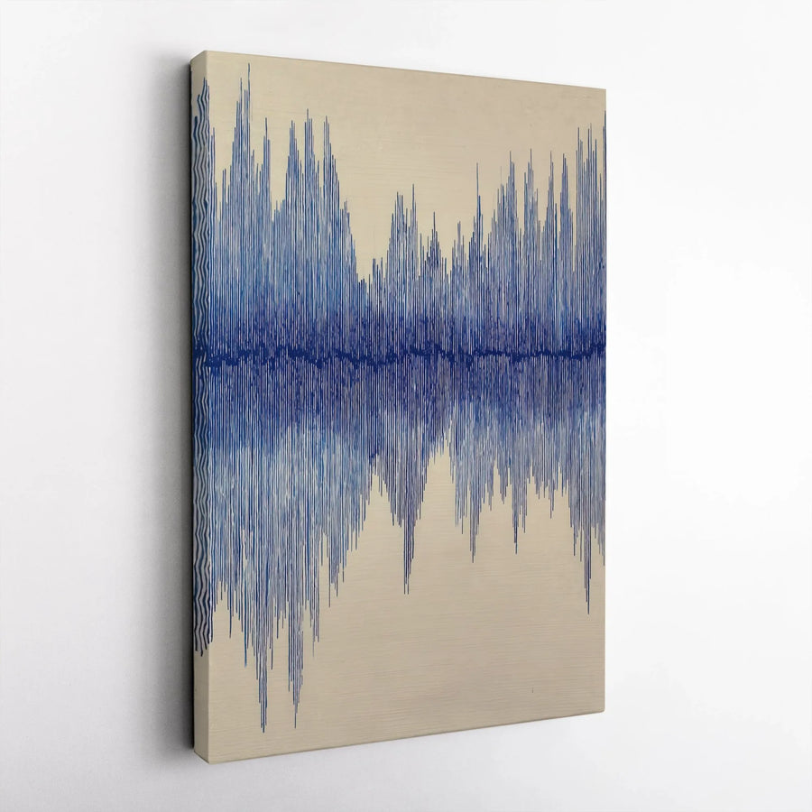 Soundwave Canvas Wall Art | Minimalist Blue Audio Waveform Print | Premium 1.25" Thick Gallery Wrap | Modern Home Decor Gift for Music Lover