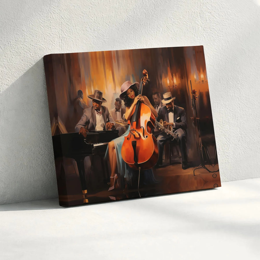 Jazz Band Canvas Wall Art | African American Musicians Performance | Premium Gallery Wrap Print | Music Lover Home Decor Gift