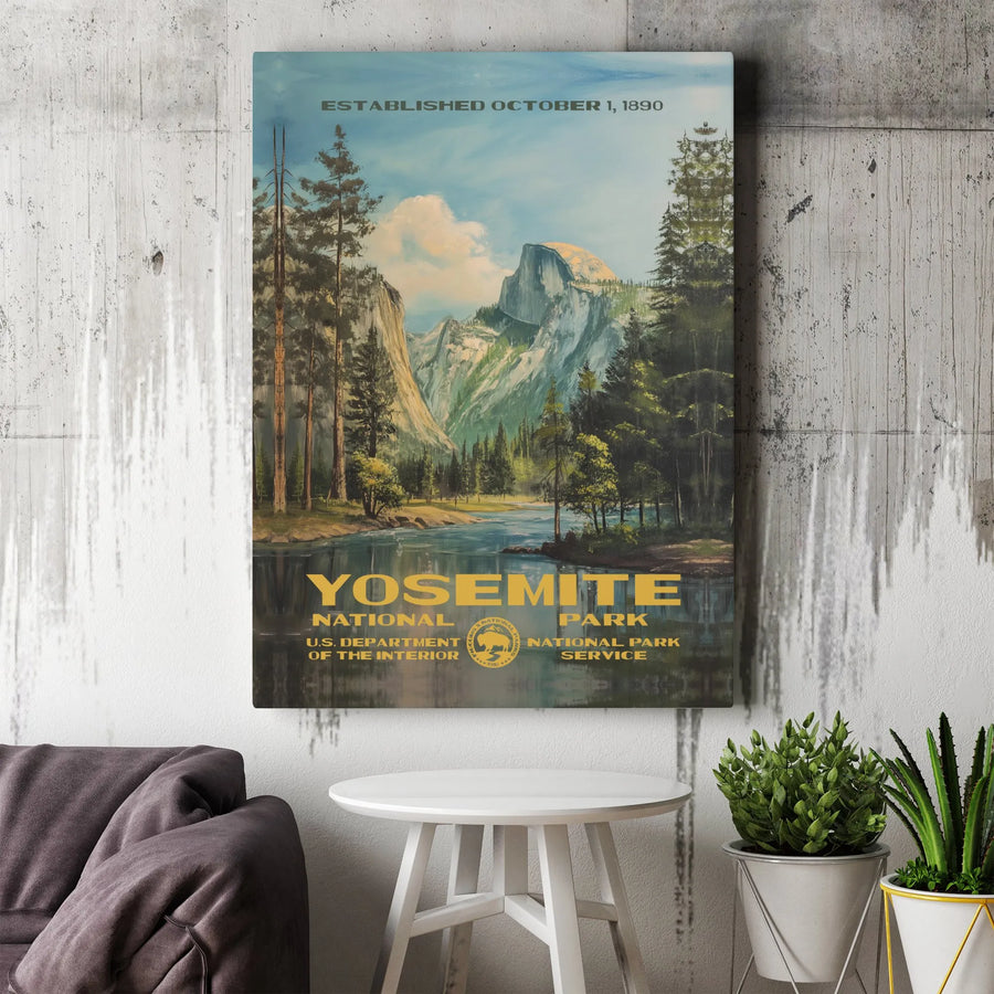 Yosemite National Park Art Print | Vintage Landscape Painting Poster | Gallery-Quality Canvas Wall Decor | Nature Lover Gift Idea