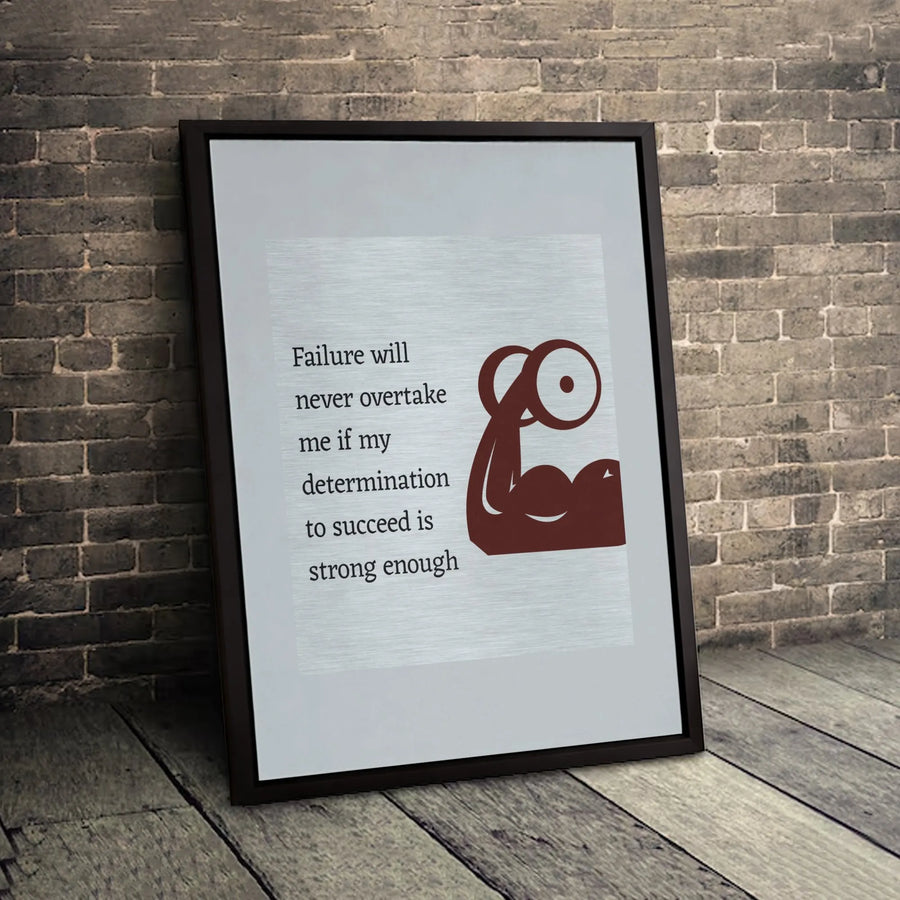 Gym Motivation Wall Art | Failure Will Never Overtake Me Quote | Premium Canvas Print | Inspirational Fitness Decor for Home Office