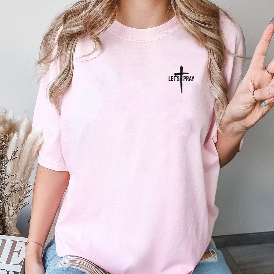 Let's Pray Cross T-Shirt | Minimalist Faith Design | 100% Cotton Premium Quality | Inspirational Christian Gift for Men and Women