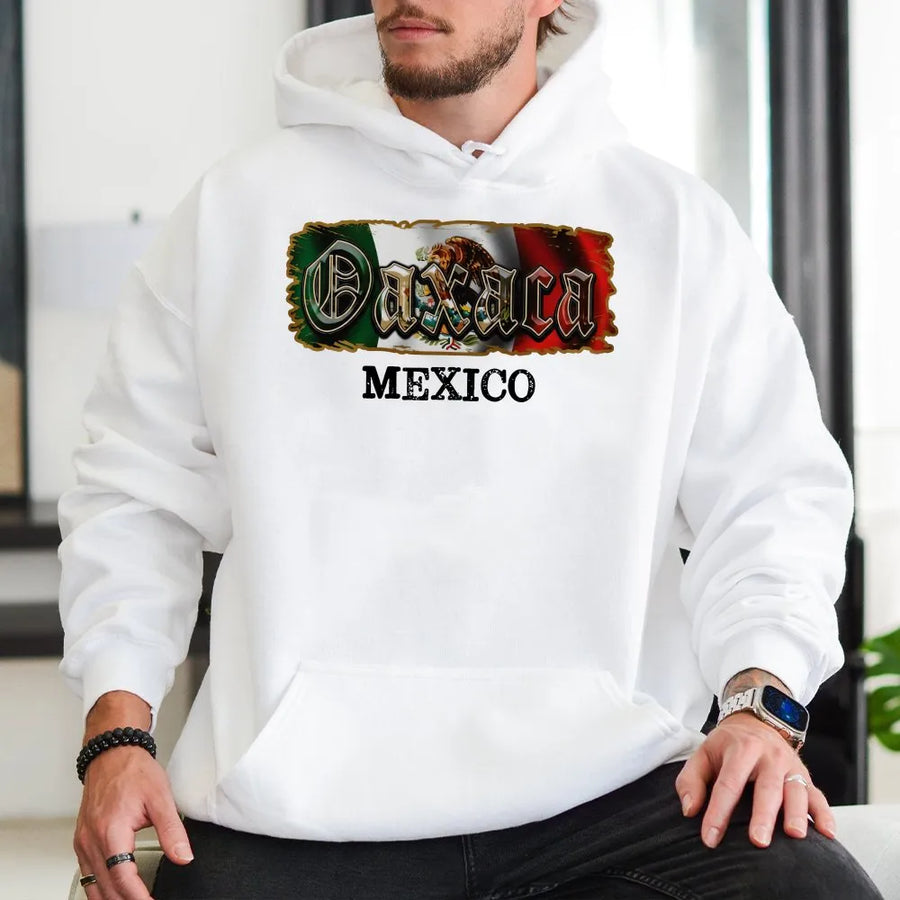 Oaxaca Mexico Hoodie | Vintage Mexican Flag Graphic | Premium Cotton Blend | Gift for Oaxacan Pride