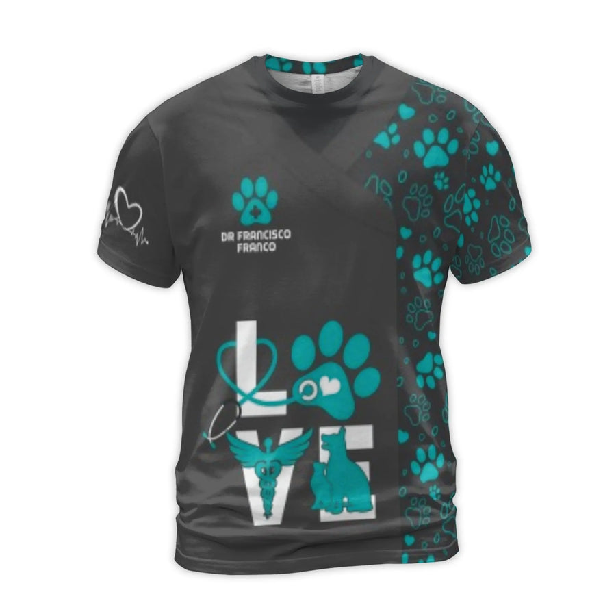 Veterinarian T-Shirt | Paw Print Stethoscope Love Graphic | Premium Jersey 3D Print | Gift for Vet Tech & Animal Doctor
