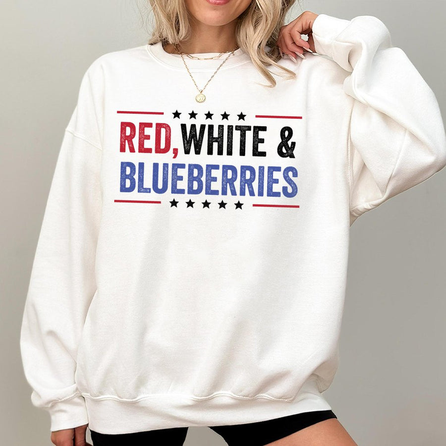 Red White and Blueberries Sweatshirt | Patriotic American Flag Quote Design | Cotton-Poly Blend Comfort | July 4th Gift for Men and Women