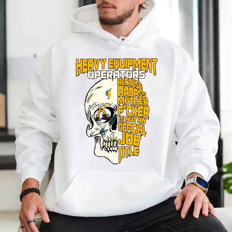 Heavy Equipment Operator Hoodie | Construction Job Title Skull Graphic | Premium Cotton Blend | Gift For Excavator Operators And Site Foremen