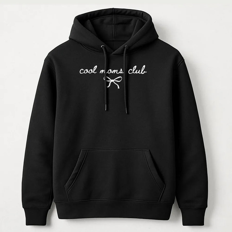 Cool Moms Club Hoodie | Coquette Bow Graphic Sweatshirt | Soft Cotton Blend | Gift for Trendy New Mom, Mothers Day Present