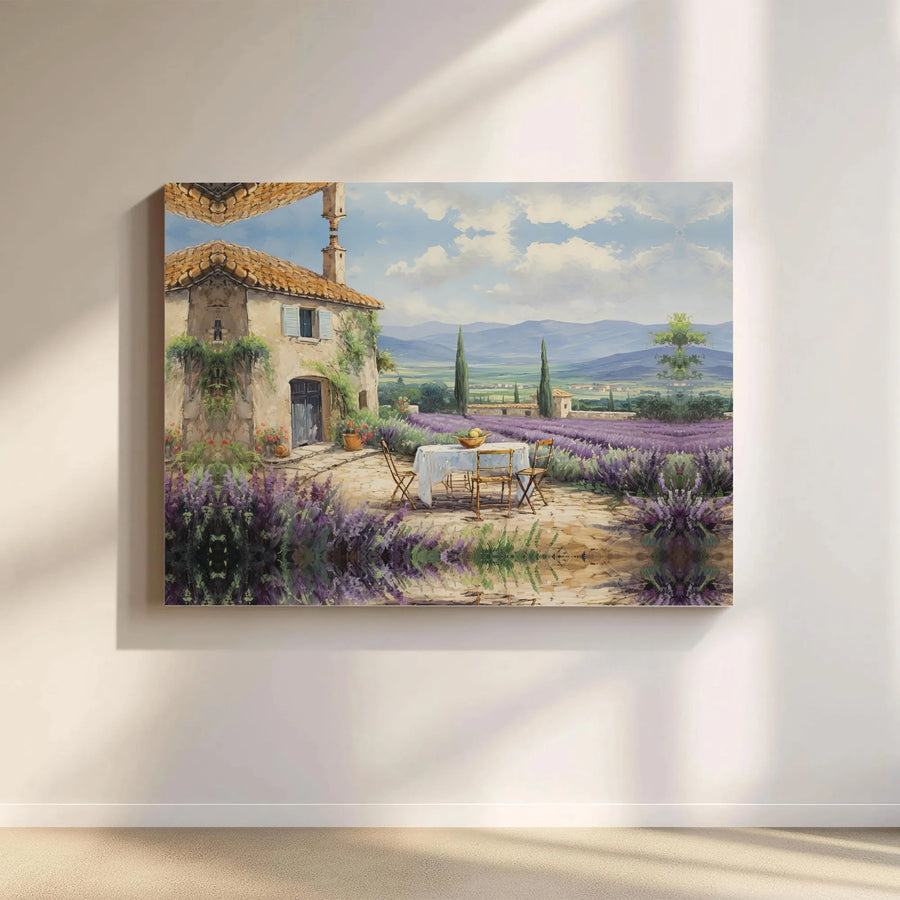 Tuscan Lavender Field Canvas Wall Art | Mediterranean Farmhouse Landscape | Premium Gallery-Wrapped Print | Elegant Home Decor Gift