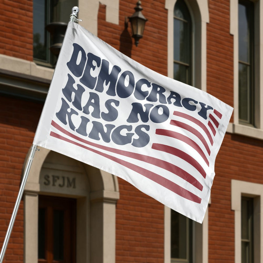 Democracy Has No Kings House Flag | Retro Patriotic Statement Banner | Weather-Resistant Premium Polyester | Outdoor Garden Decor Gift