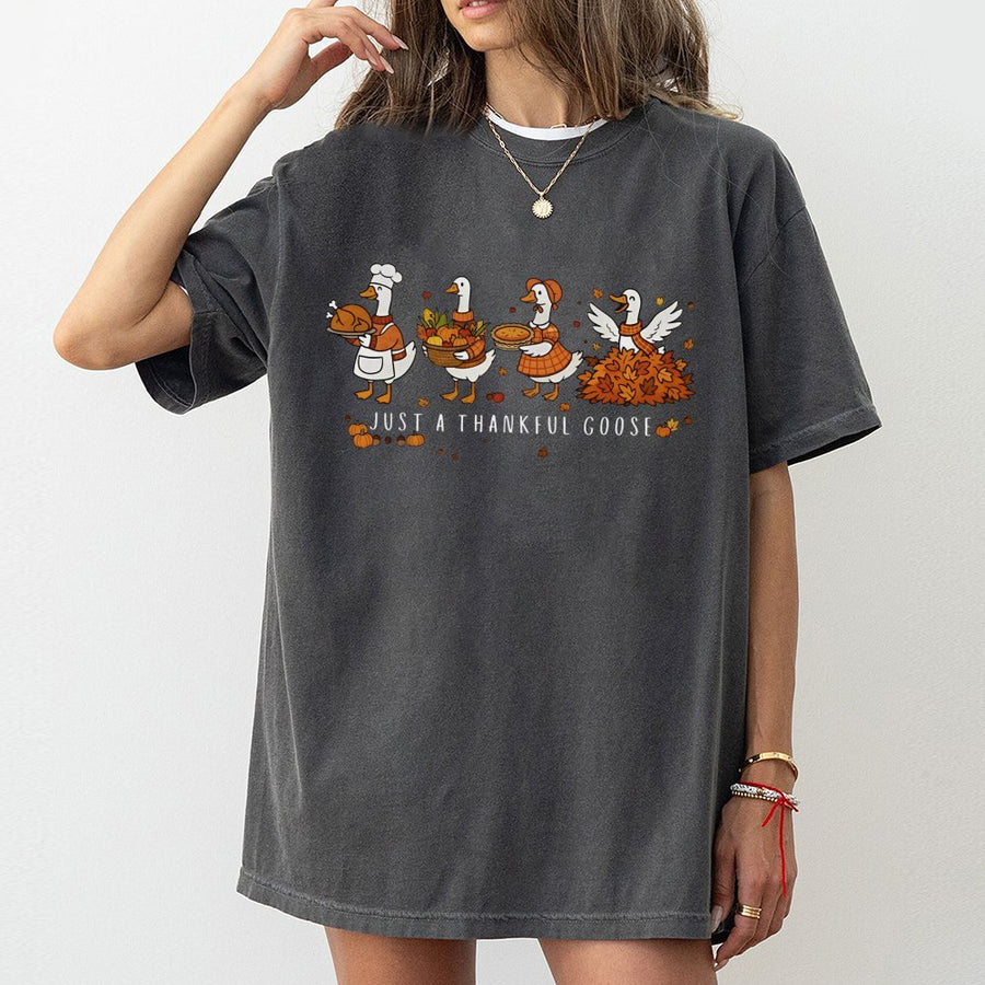 Thanksgiving Silly Goose T-Shirt | Funny Autumn Duck Graphic | Premium 100% Cotton Tee | Cute Fall Harvest Gift for Women and Men