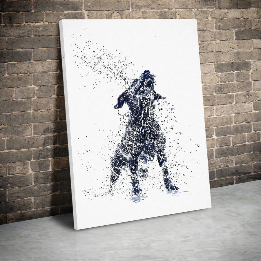 Dog Shaking Water Canvas Print | Abstract Splash Art Wall Decor | Gallery Quality 1.25 Inch Frame | Pet Lover Gift Idea