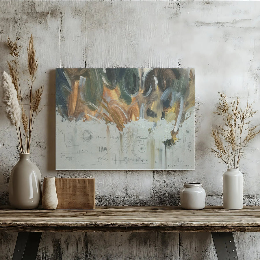 Abstract Canvas Wall Art | Earthy Tones Brushstroke Painting | Premium 1.25" Thick Canvas | Modern Office & Living Room Decor Gift