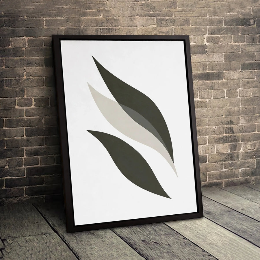 Abstract Leaf Wall Art | Minimalist Neutral Tone Botanical Print | Premium Gallery Wrapped Canvas | Modern Home Office Decor Gift