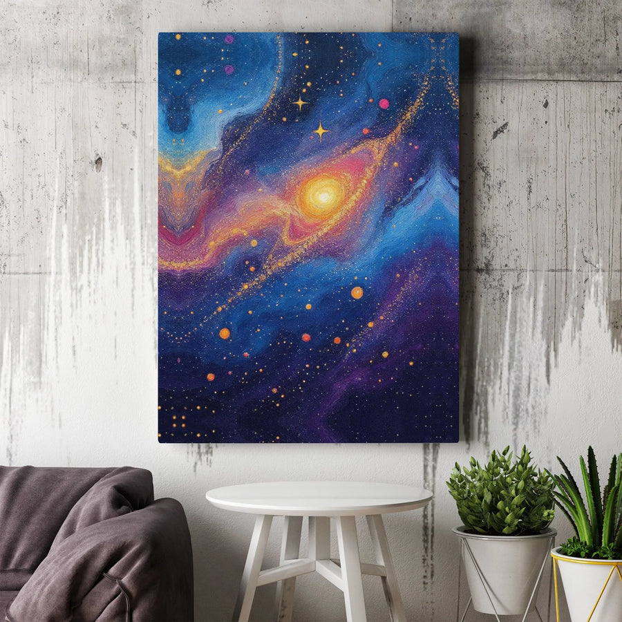 Galaxy Wall Art Canvas | Abstract Nebula Stars Painting | Premium Fade-Resistant Print | Modern Space Decor for Home or Office