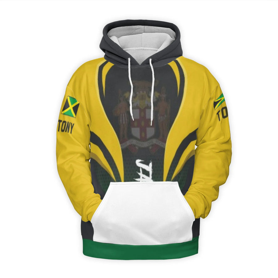 Jamaica Flag 3D Hoodie | Doctor Bird Emblem & Coat of Arms | Premium Polyester Knit | Unisex Jamaican Heritage Gift for Men & Women