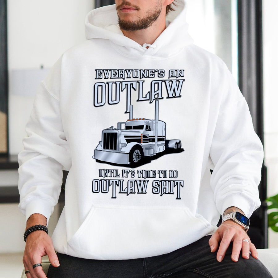 Outlaw Trucker Hoodie | Semi Truck Graphic Design | Premium Cotton Blend | Funny Gift for Truck Drivers and Big Rig Enthusiasts