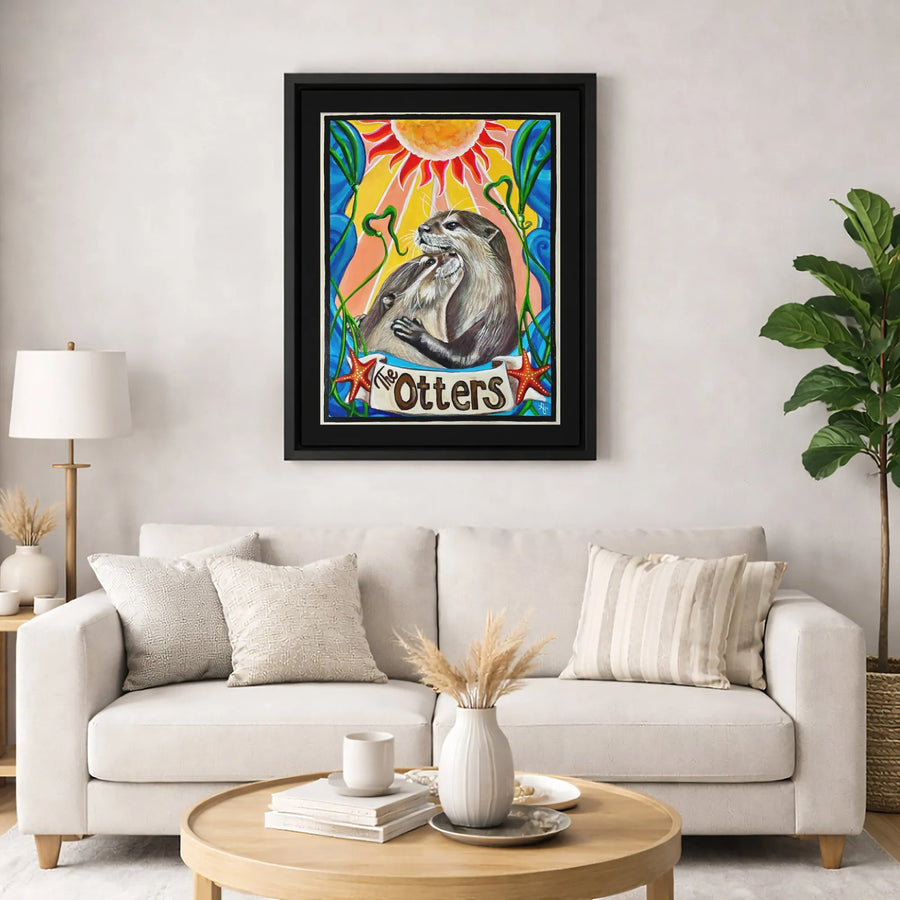 Otter Wall Art Canvas | Mother and Child Coastal Print | Premium Gallery Wrapped Decor | Heartwarming Wildlife Gift for Animal Lovers