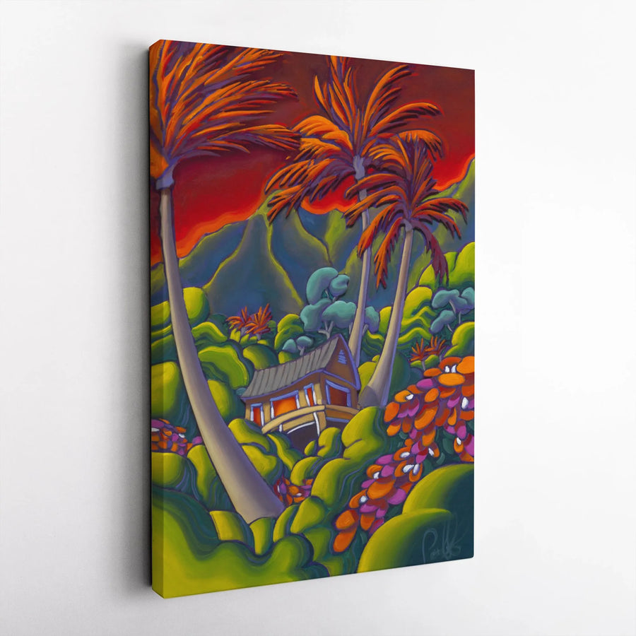 Hawaiian Wall Art Canvas | Vibrant Tropical Palm Tree Painting | Premium Fade-Resistant Print | Living Room & Bedroom Decor Gift