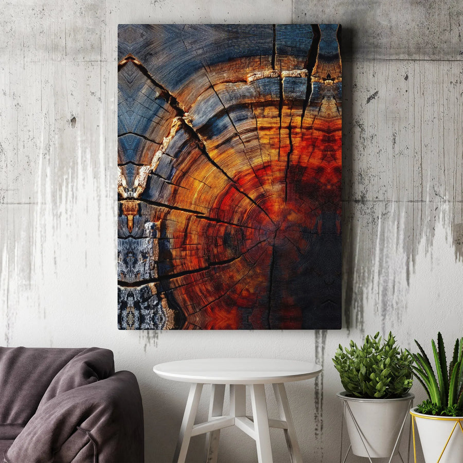 Tree Ring Canvas Wall Art | Abstract Burnt Wood Grain Print | Premium Thick Gallery Canvas | Rustic Farmhouse Decor Gift