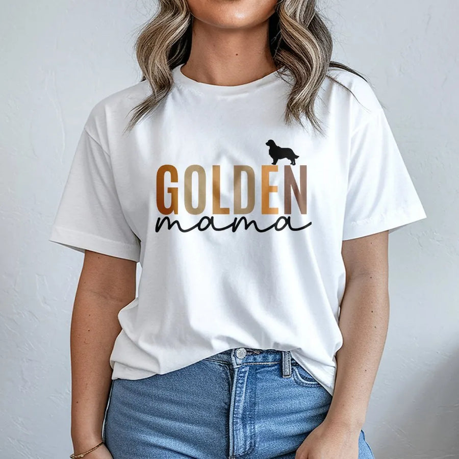 Golden Mama T-Shirt | Golden Retriever Dog Lover Graphic Tee | 100% Cotton Premium Quality | Perfect Gift for Dog Moms & Pet Owners