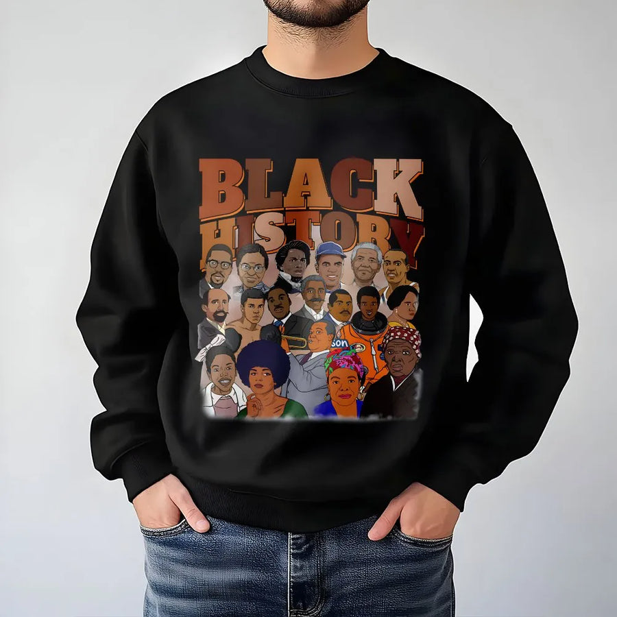 Black History Month Sweatshirt | Iconic Civil Rights Leaders Graphic Print | Premium Cotton Blend Crewneck | Unisex Cultural Heritage Gift