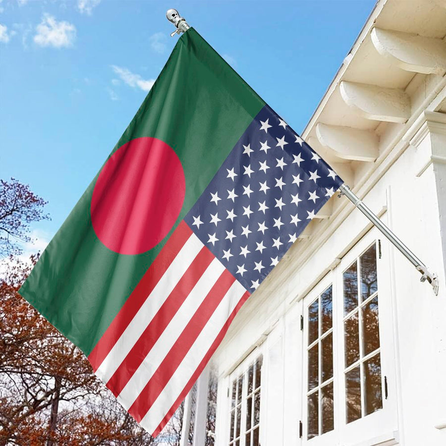 Bangladesh and USA Flag | Dual Heritage National Symbol Print | Premium Polyester Weather-Resistant | Patriotic Home Decor Gift