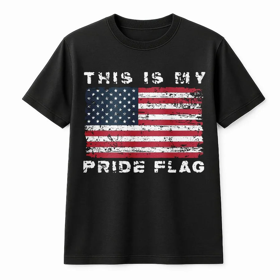 This Is My Pride Flag T-Shirt | Patriotic Distressed American USA Graphic | Premium Soft Cotton Unisex Tee | Gift for American Patriots