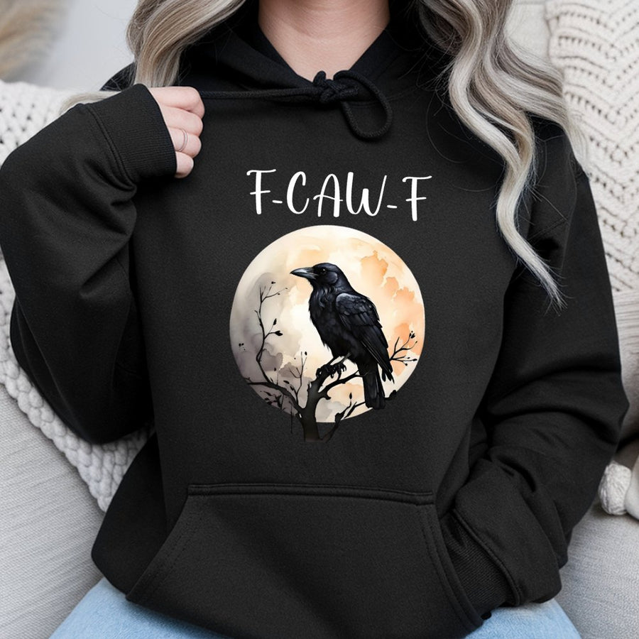 F-Caw-F Crow Hoodie | Sarcastic Funny Bird Graphic | Premium Cotton Blend Unisex Pullover | Edgy Gift for Humor Lovers