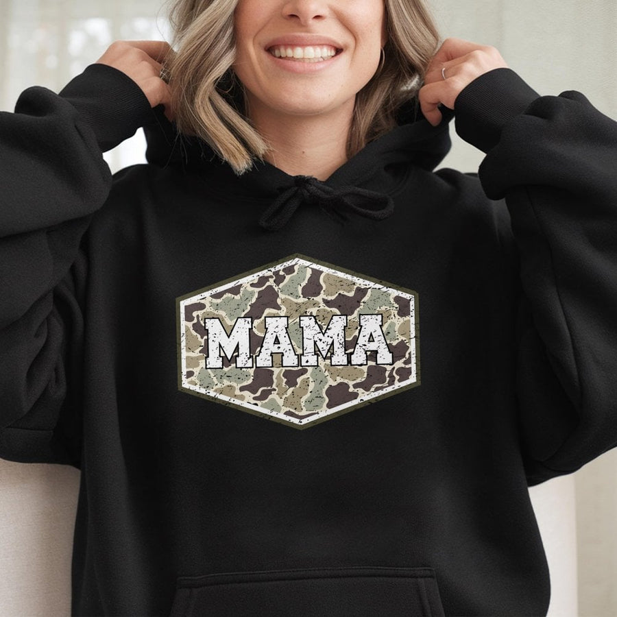 Mama Camo Hoodie | Distressed Camouflage Print Graphic | Soft Cotton-Polyester Blend | Trendy Mom Gift For Mother's Day 2026 Or Birthday