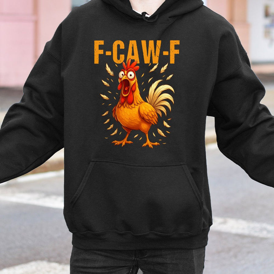 Funny Chicken Hoodie | F-Caw-F Rooster Meme Graphic | Premium Cotton Blend Pullover | Gift for Chicken Lovers & Farm Enthusiasts