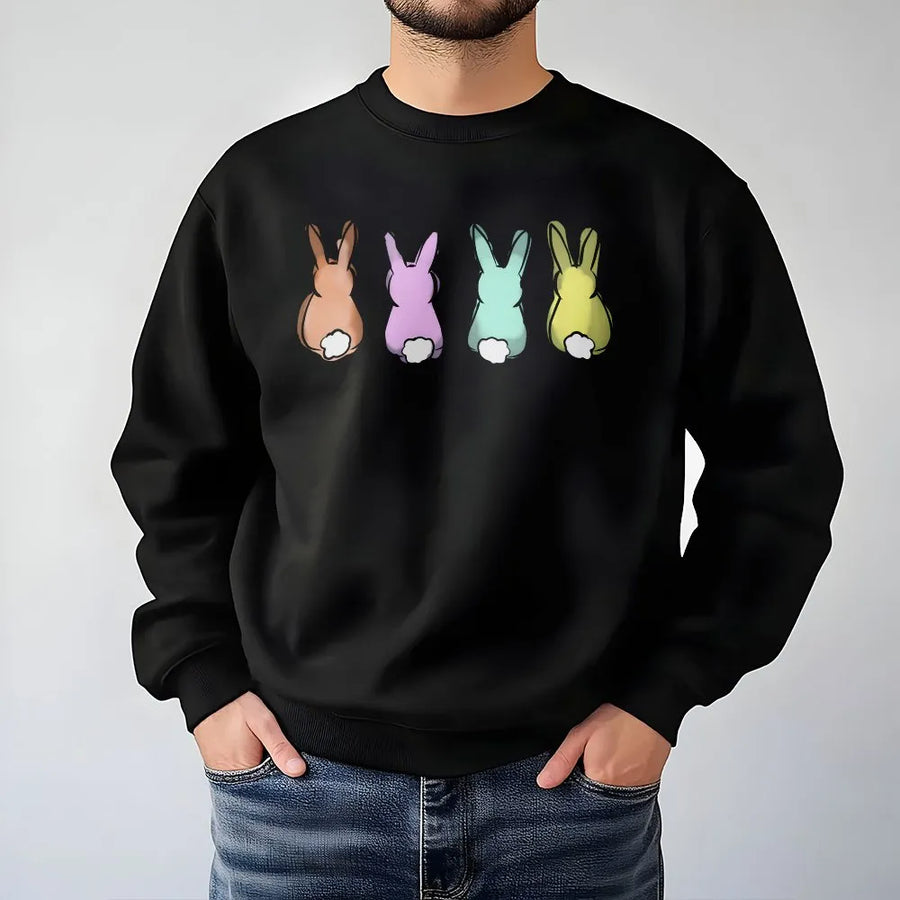 Easter Bunny Sweatshirt | Cute Pastel Cottontail Graphic | Cozy Cotton Blend Pullover | Spring Holiday Gift for Women