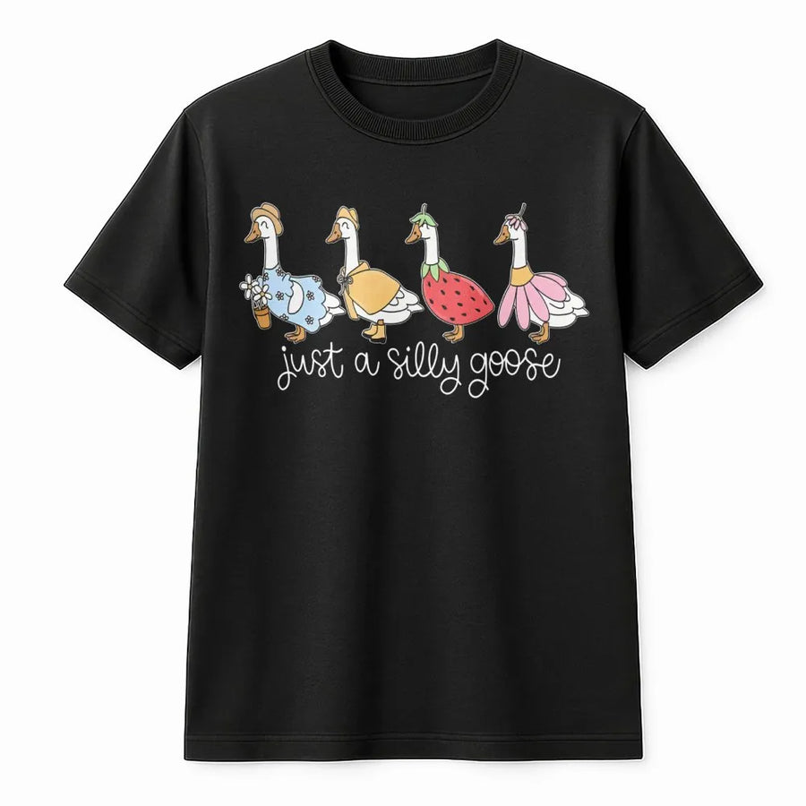 Just A Silly Goose T-Shirt | Cute Animal Graphic Tee | Premium Soft Cotton | Funny Gift For Animal Lovers