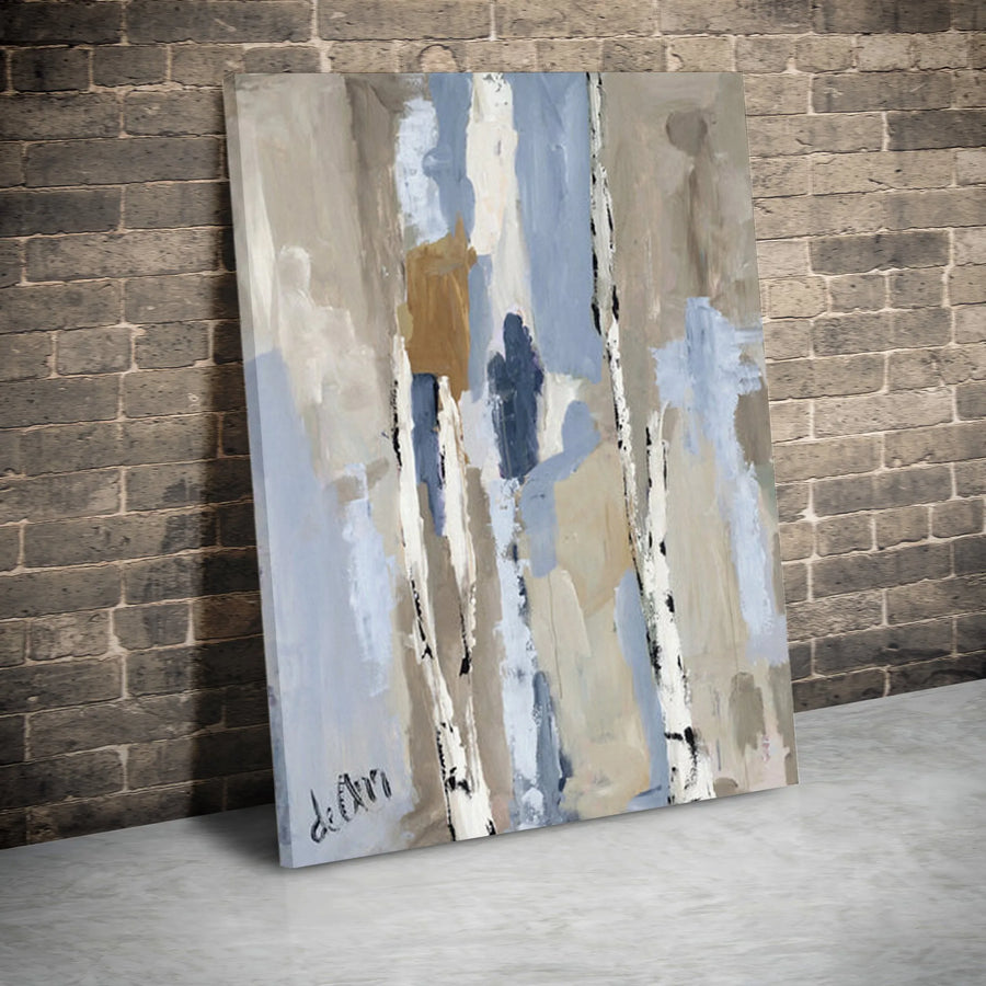 Abstract Birch Tree Canvas Wall Art | Modern Woodland Painting with Textured Look | Premium 1.25" Thick Canvas | Living Room & Office Decor Gift