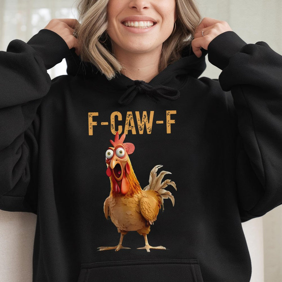 Funny Chicken Hoodie | F-Caw-F Sarcastic Bird Graphic | Premium Cotton-Poly Blend | Humorous Farm Animal Gift for Men and Women