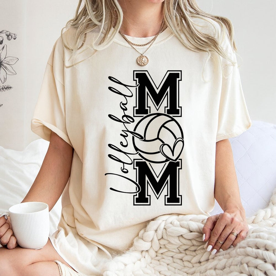 Volleyball Mom T-Shirt | Heart Volleyball Graphic Design | 100% Soft Cotton Premium Tee | Gift for Volleyball Player Mom Game Day Apparel