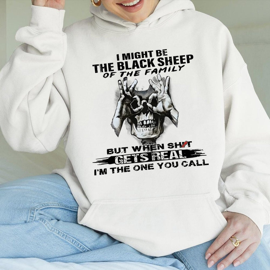 Black Sheep Hoodie | Funny Skull Graphic Streetwear | Cotton-Blend Unisex Sweatshirt | Gift for Rebellious Outsiders